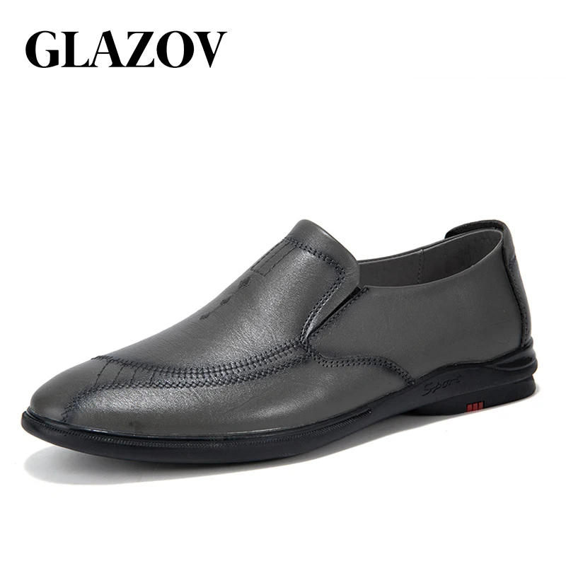 

GLAZOV Genuine Leather Men Shoes Luxury Brand 2022 Casual Slip on Formal Loafers Men Moccasins Italian Black Male Driving Shoes
