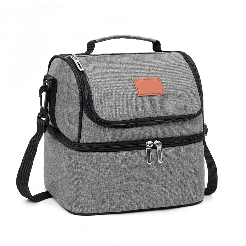 

Portable Storage Cooler Wear Resistant Lunch Bag Thermal Insulated Detachable Strap Double-deck Durable Nursing Bottles