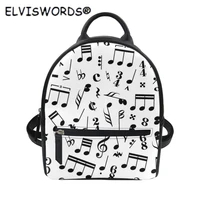 elviswords women fashion mini pu backpack 2021 new casual shoulder leather bag for females music note pattern design schoolbags