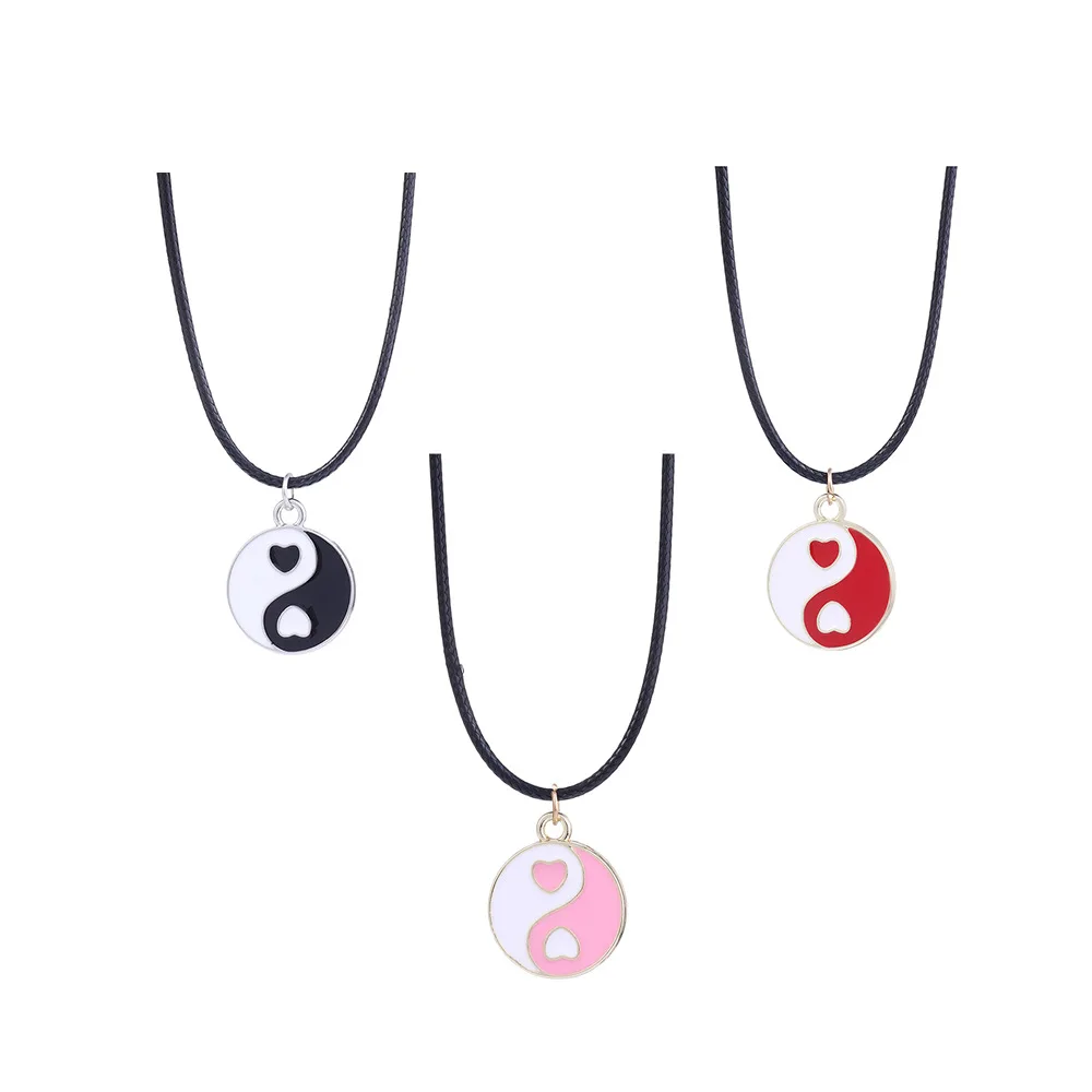 Красное черное модное ожерелье с любовью круглая китайская Сплетница Инь-Янь