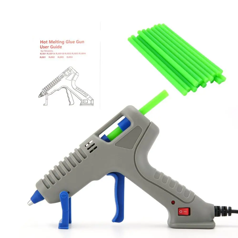 16pcs Green Великобритания Тип RJ801 30 Вт термоплавкий клеевой пистолет с клеевым стержнем для DIY ручной работы игрушки ремонтные Инструменты Электрические термоклеевые пистолеты - Цвет: 16pcs Green