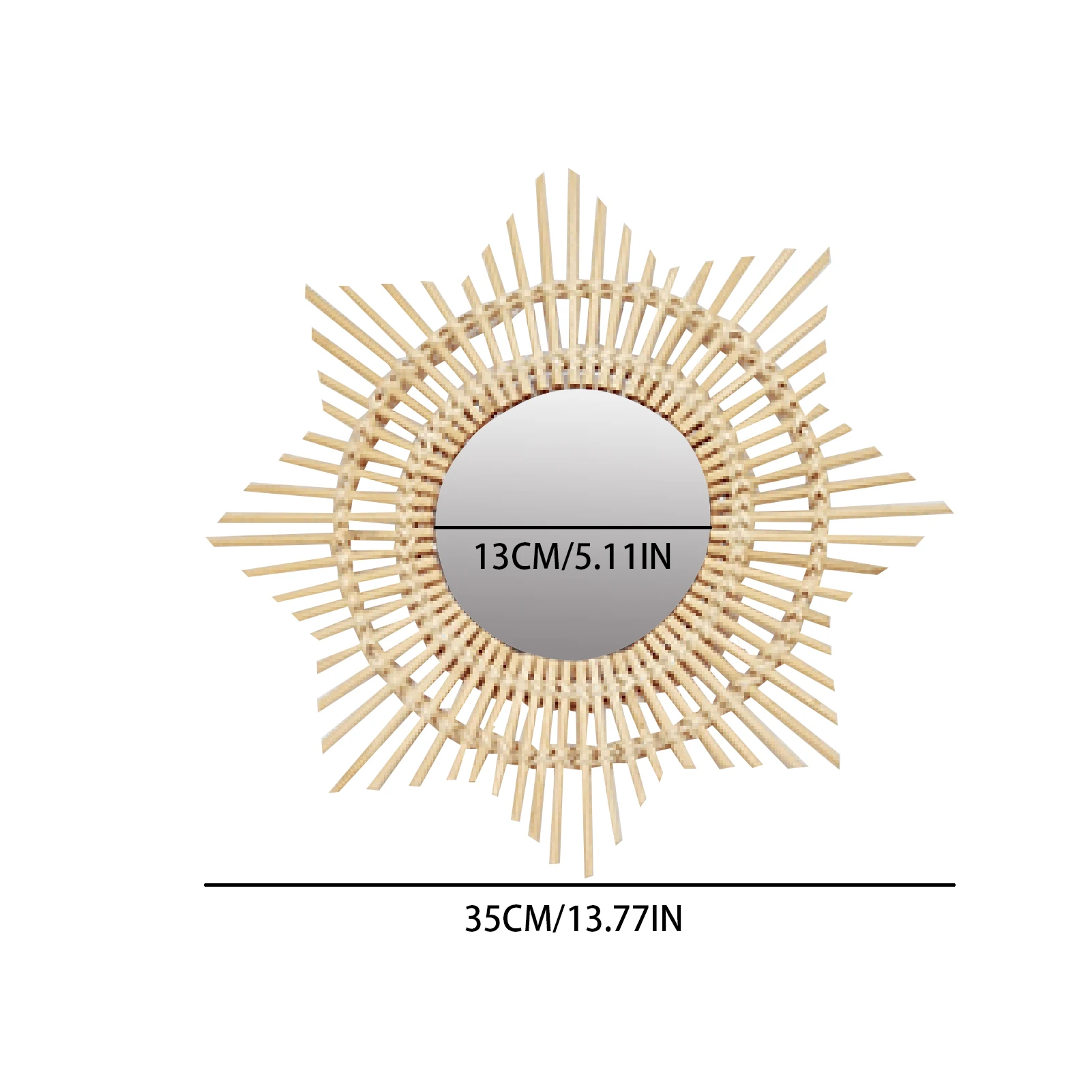 

Rattan Dressing Mirror Innovative Art Decor Round Mirror Living Room Wall Hanging Mirror Bathroom Decoration Makeup Mirror