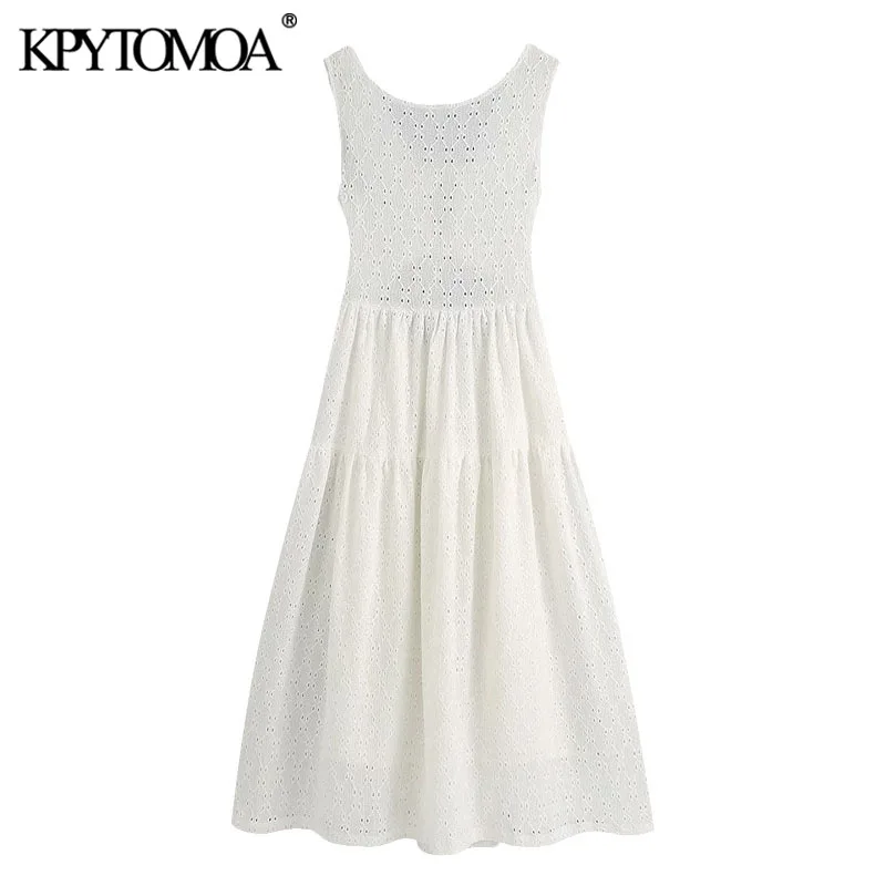 Женское платье миди с подкладкой KPYTOMOA винтажное открытой спиной и широкими