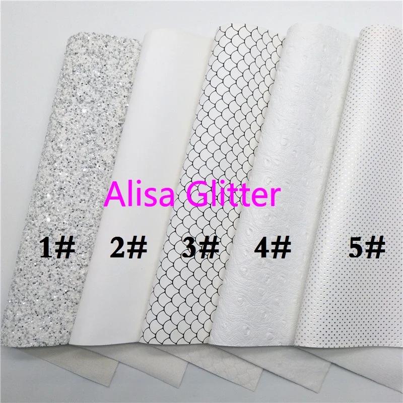 1PCS A4 SIZE 21X29cm Alisa Glitter White Fabric Mermaid Faux Leather Synthetic PU for Bow DIY K101F | Дом и сад
