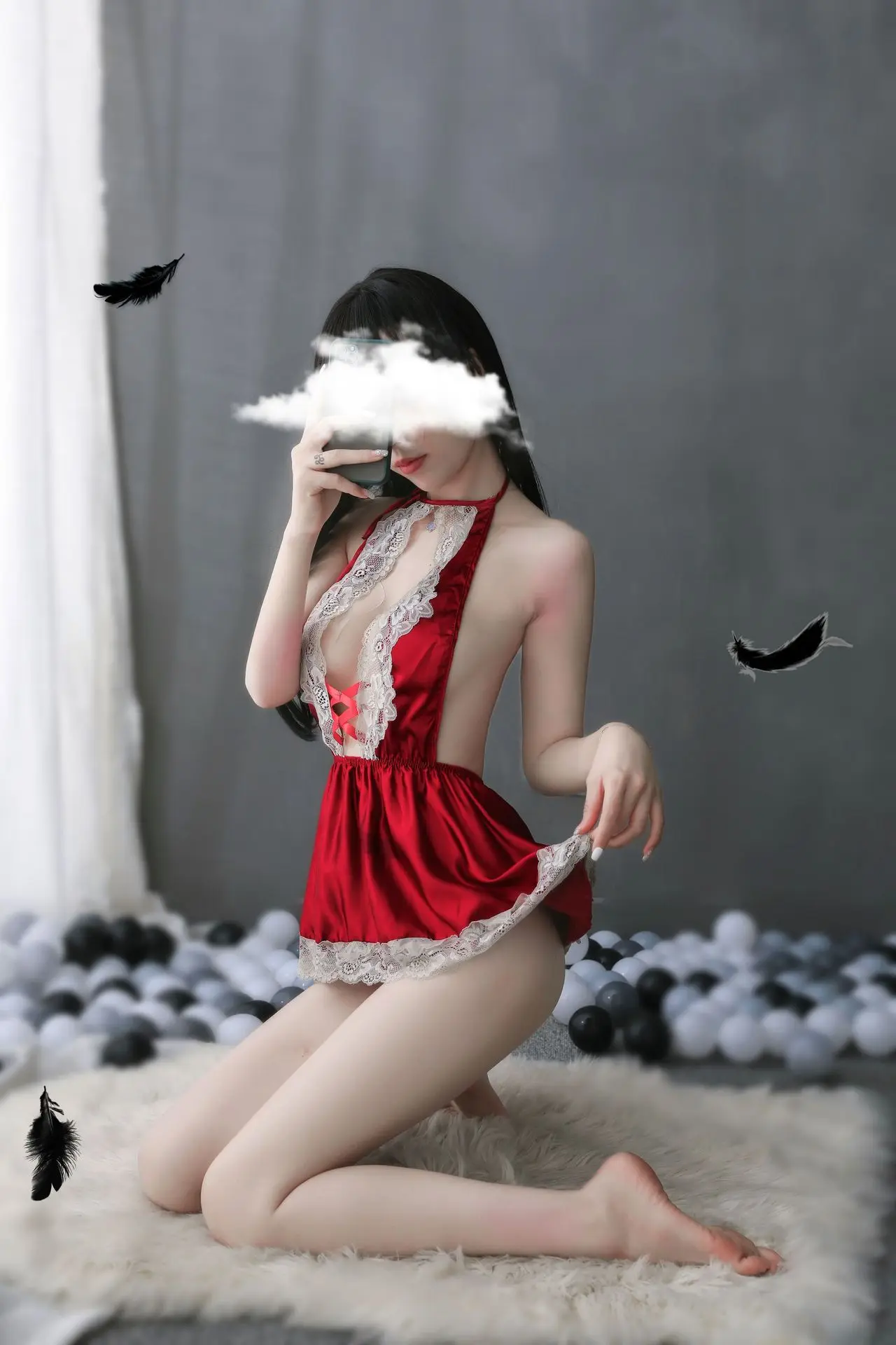 

NEW Gorgeous Nightgowns Lace Ice Silk Back Cross Strap Nightdress Sexy Lingerie Deep V Perspective Low-cut Women Sleepwear