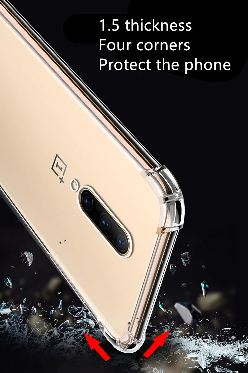 Для oneplus 7 pro чехол анти-осенний Мягкий ТПУ силиконовый чехол для oneplus 1,5 мм толстый прозрачный чехол для oneplus 7 pro