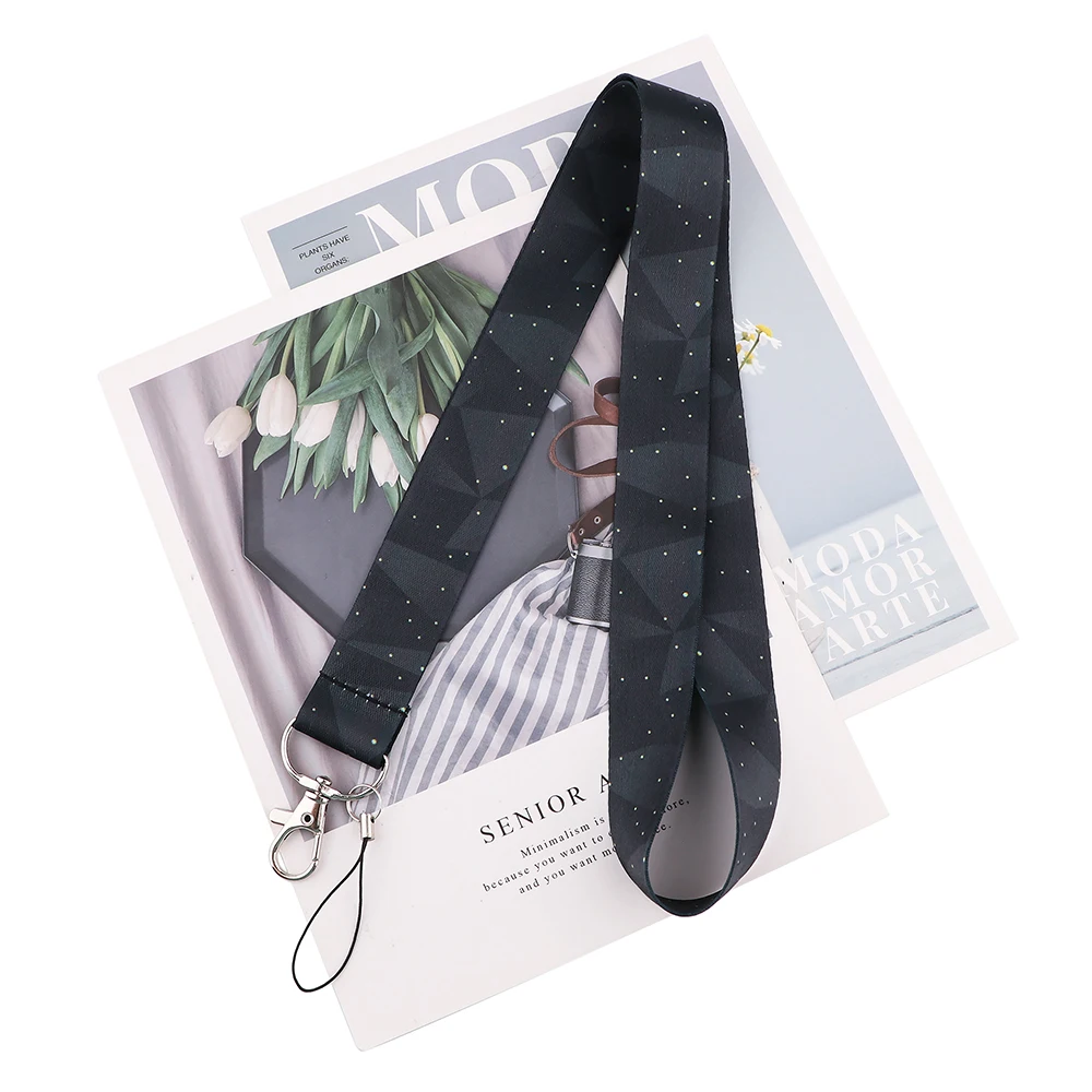 

Брелок для ключей, ремешок на шею для телефона, с мультяшным звездным небом, 24 шт./лот, MD756 DMLSKY, черный, со звездами