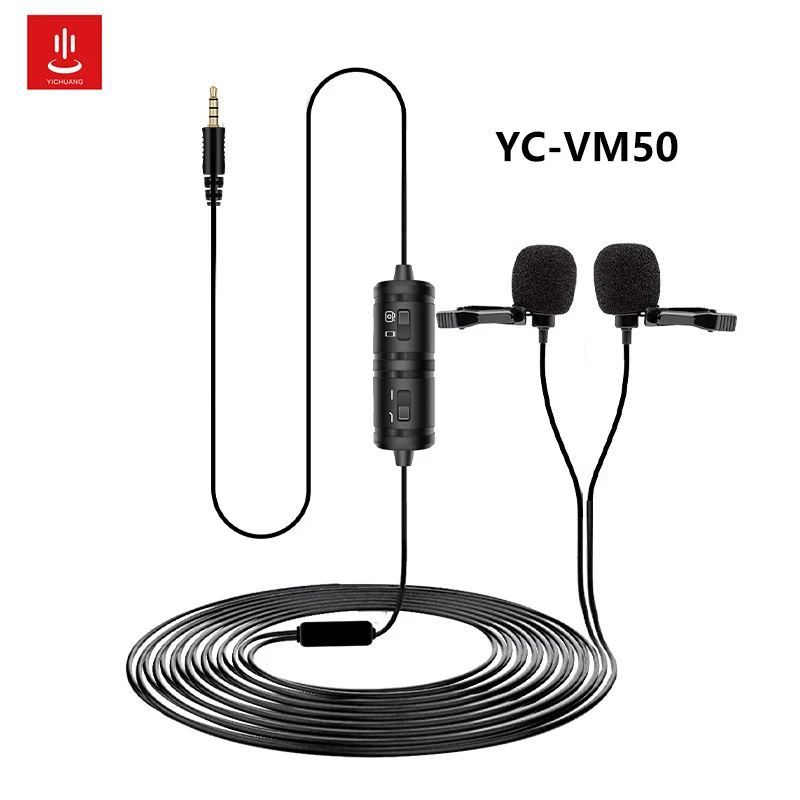Для VM 50 двойной микрофон Lavalier HandsFree клип на лацкане мини воротник конденсаторный