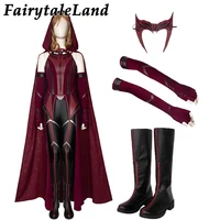 carnival halloween superheroine wanda outfit high quality vision scarlet cosplay witch costume red complete suit with mask boots