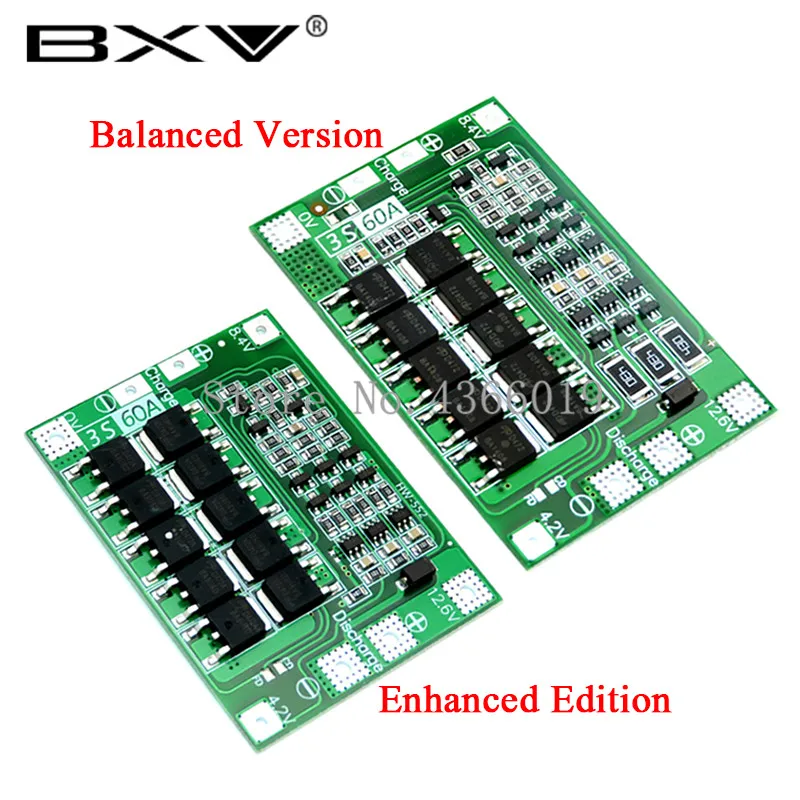 3S 60A Li-ion Lithium Battery Charger Protection Board PCB BMS For Drill Motor 12.6V 13.6V Lipo Cell Module Enhance/Balance |