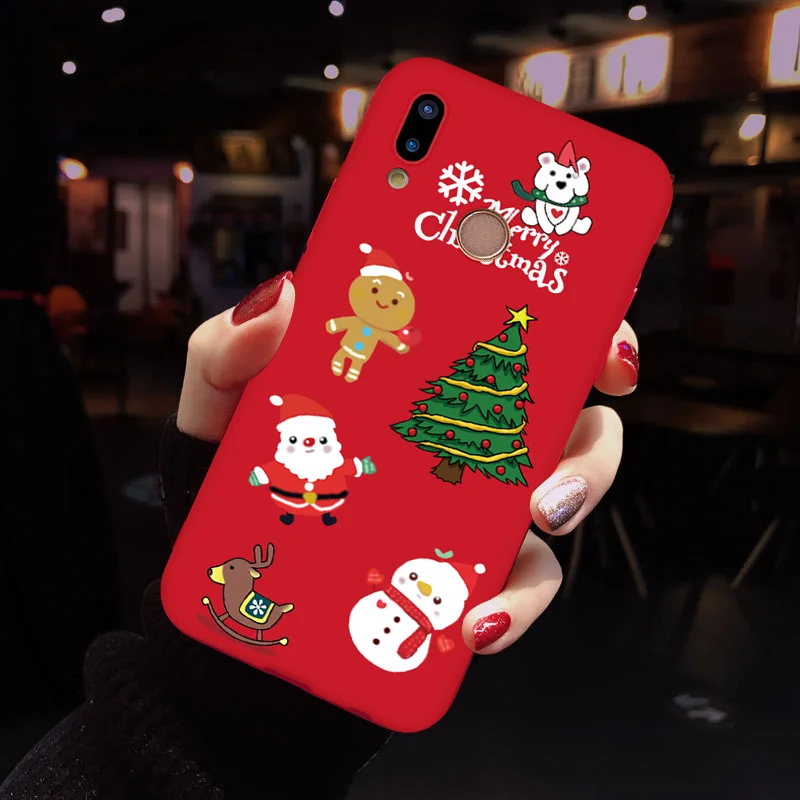 Matte Silicone Case For Huawei Y6 Y7 Pro P8 P9 P10 P20 P30 Pro Mate 20 Lite For Honor 8X 7A 9 Lite 10 Play Christmas Cover