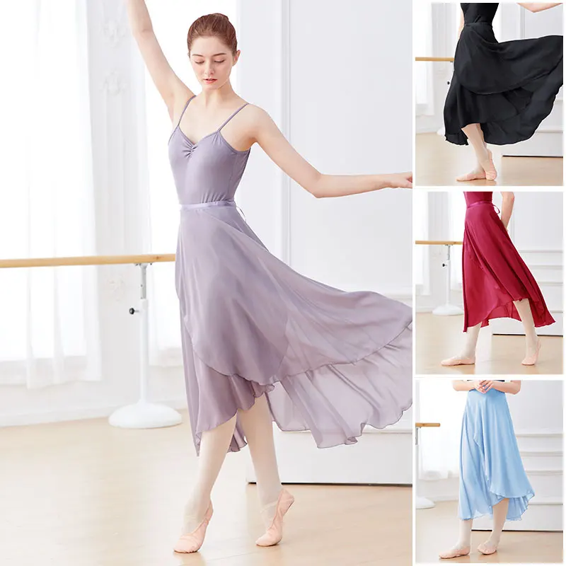 

Ballet Skirt Women Long Chiffon Dance Skirt Fairy Chiffon Long Ballet Tutu Dress Dance Costumes Tie Up Dress