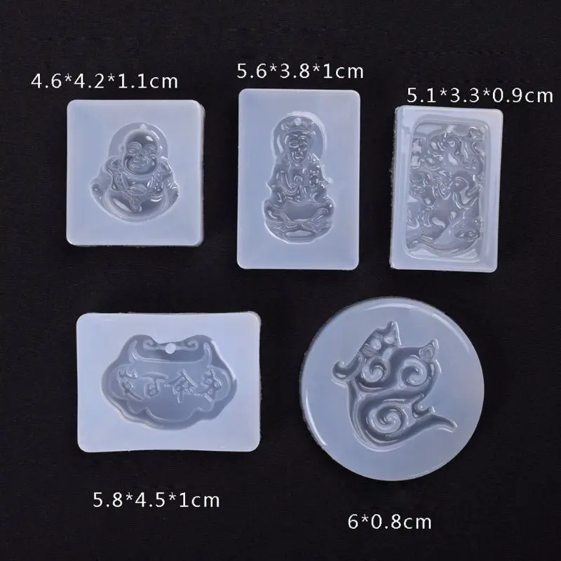 

5Pcs Buddhism Jade Pendant Silicone Mold Kit Epoxy Resin Jewelry Making Tools