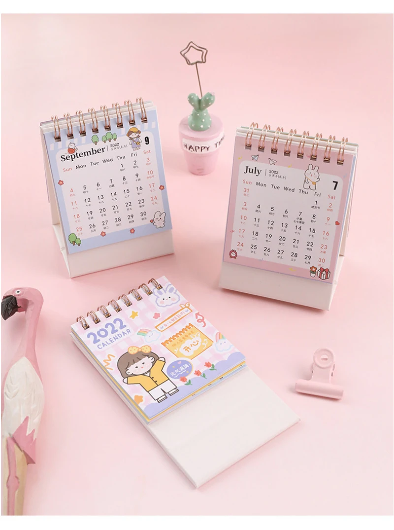 2022 простой Настольный бумажный мини-календарь Morandi с маленькими украшениями