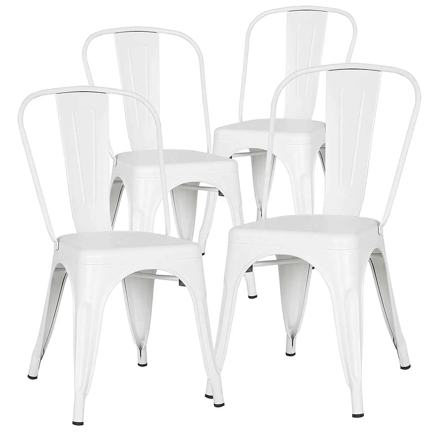 

a Set of 4, Navy Chairs, Metal Chairs, Dining Chairs, Restaurant/Beach Chairs, White