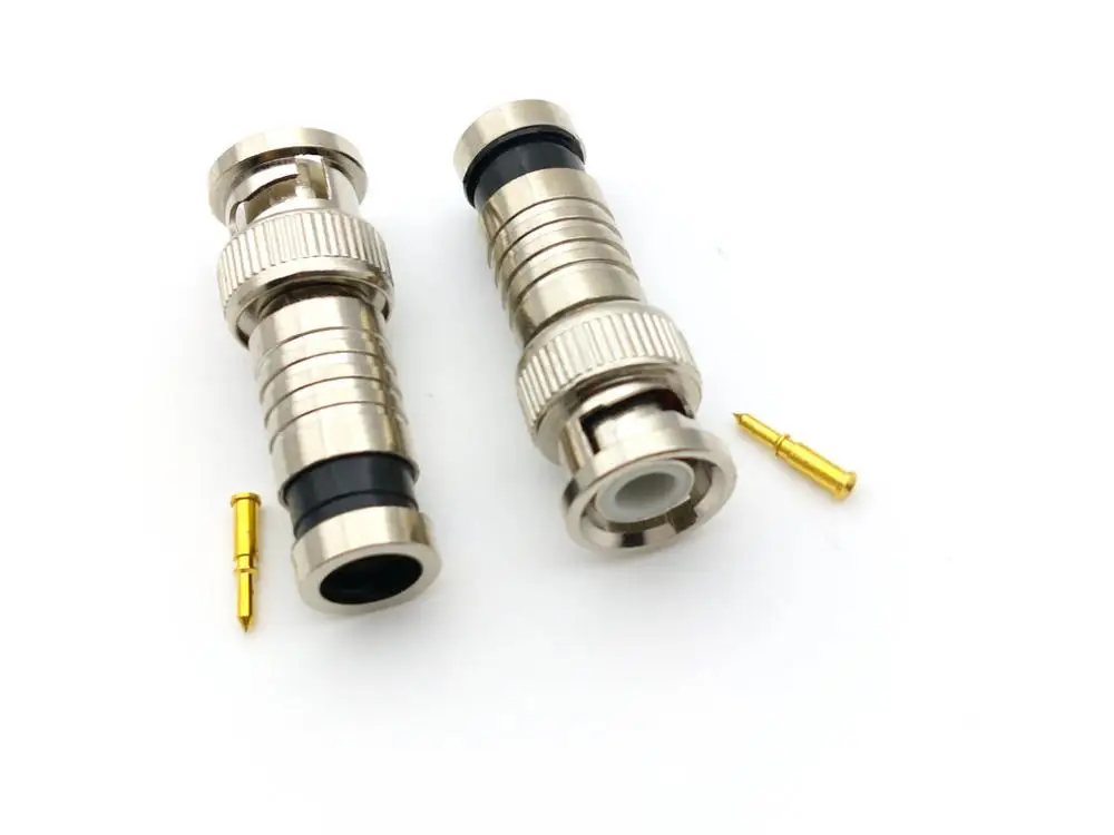 2 шт. 50 Ом BNC компрессионный разъем RG59/RG6 CCTV коаксиальный кабель