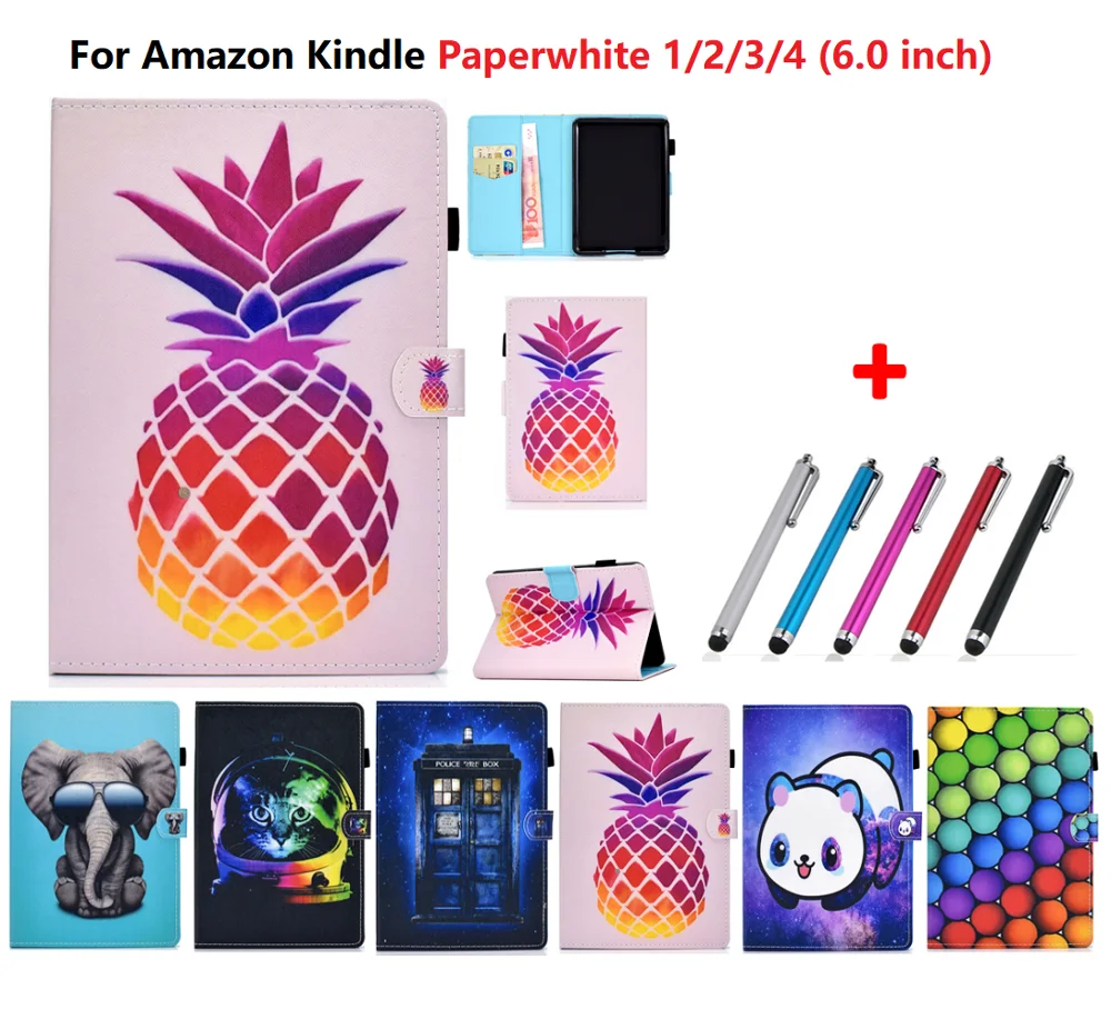Чехол-книжка для планшета Amazon Kindle Paperwhite 4 Kawaii очки в форме панды слон 3 2 1 2015 2017 6 0