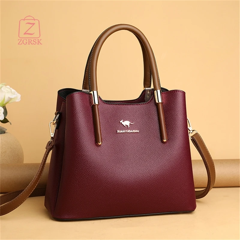 

Leather Casual Crossbody Bags For Women 2021 Ladies Luxury Designer Tote Handbag Top-Handle High Quality Shoulder Bag Sac A Main