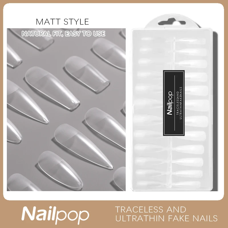 

Nailpop 576/600Pcs Nails Matt Style Full Cover Nail Tips Coffin Fake Nails for The Girls Nail Design 2021 Accessories for Nail