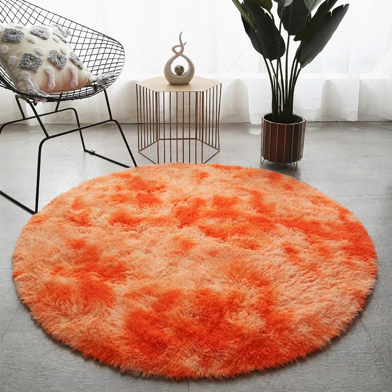 round living room carpet large chair mats tie dye dark blue shaggy long hair bedroom rug children play tent mat floor area rug free global shipping