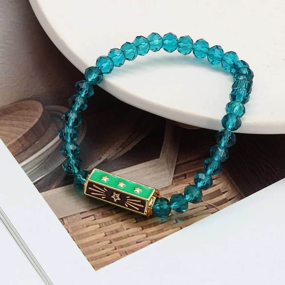 1 шт., медный браслет-талисман с изображением пожеланий, звезды, эмалированная подвеска, аксессуары, модная акриловая цепочка, женская бижутерия, подарок на вечеринку