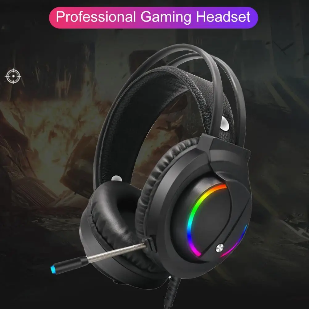 

Наушники K1 с RGB-подсветкой и светодиодной подсветкой, Игровая USB-гарнитура с микрофоном для настольного компьютера