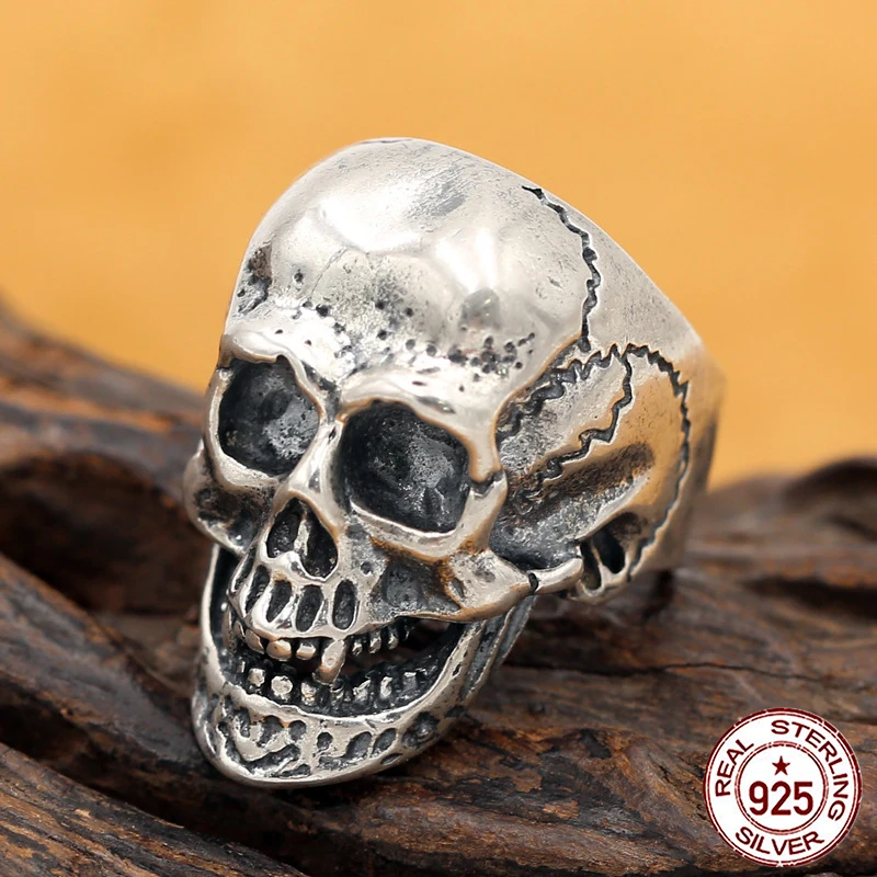 

100% sterling silver men's ring personality fashion classic retro jewelry carved skull shape lover's gift 2018 new hot
