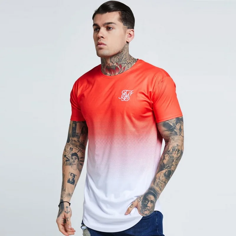 Мужская шелковая футболка с коротким рукавом Sik модная весенняя круглым вырезом