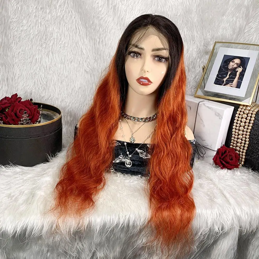 

Ginger Body Wave Wig Orange Lace Front Human Hair Brazlian Remy Hair Pre Plucked Weave Natural Lace Frontal Human Hair Wig