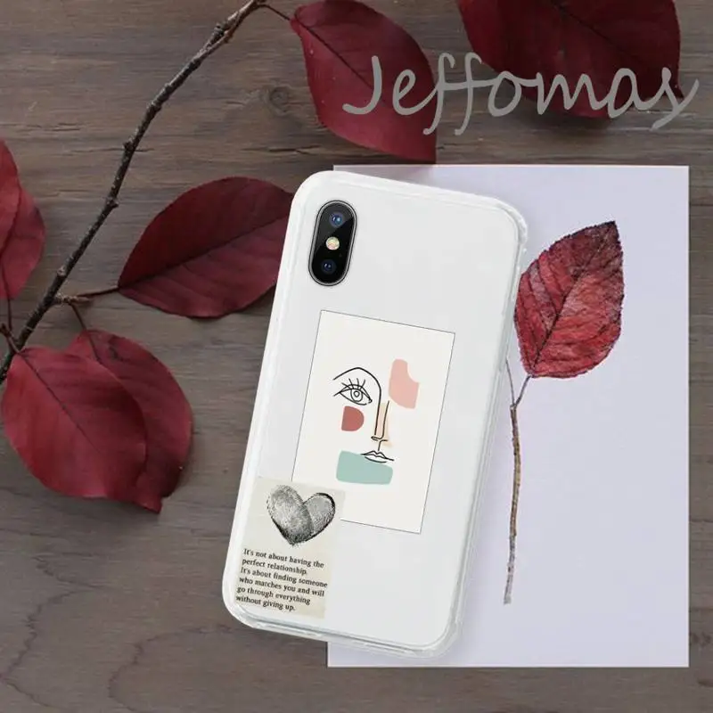 

Artistic Face Letter Phone Case Transparent for iPhone 11 12 mini pro XS MAX 8 7 6 6S Plus X 5S SE 2020 XR
