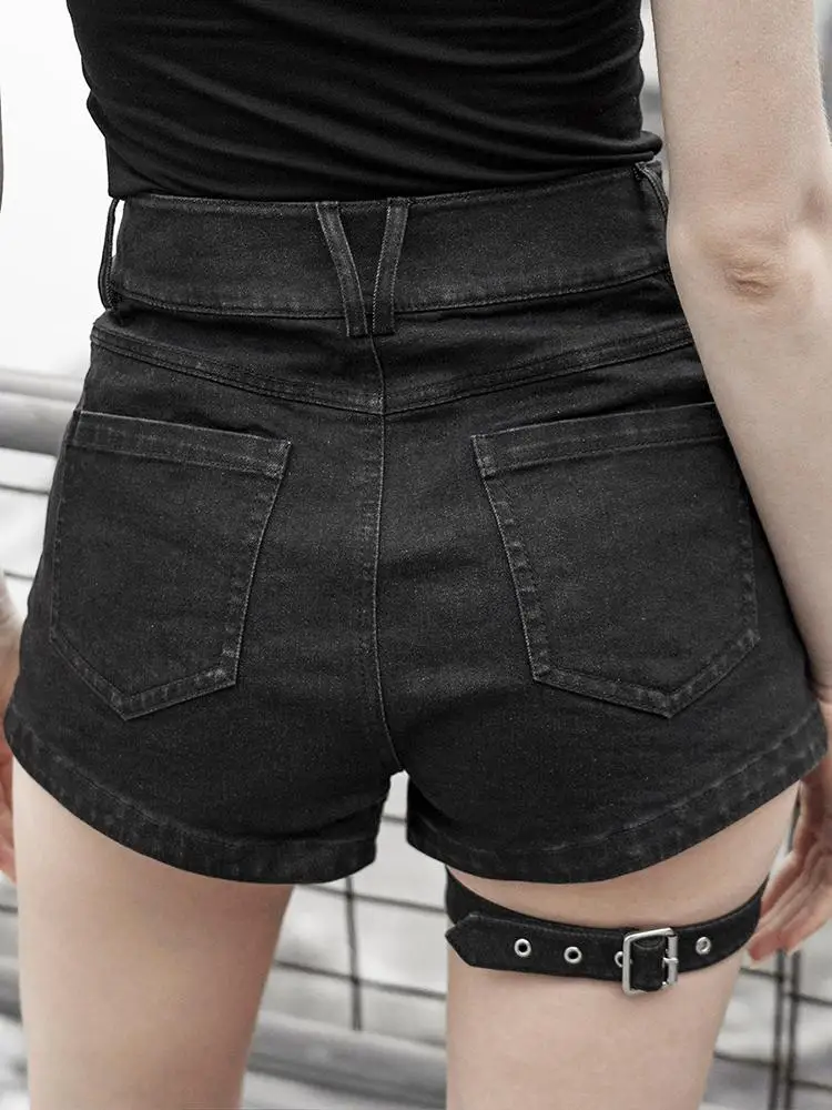 Панк Rave Для женщин Джинсовый Соблазнительные шорты с съемные подвязки PK297