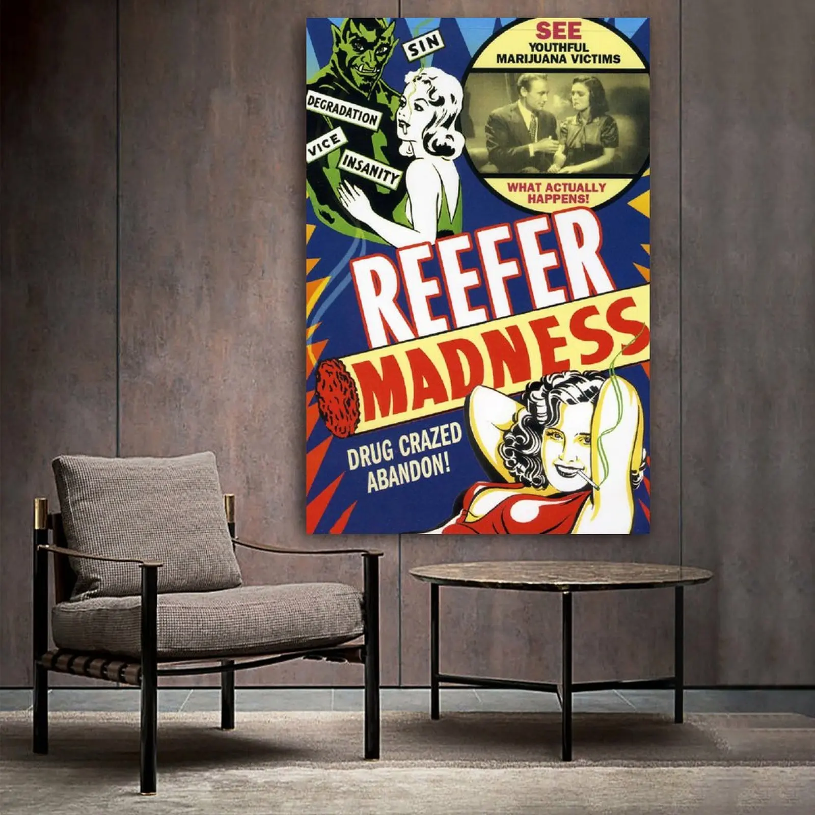 

Reefer Madness Propaganda Vintage Movie Poster Modern Poster Art Paintings on Canvas for Home Room Office Wall Decoration