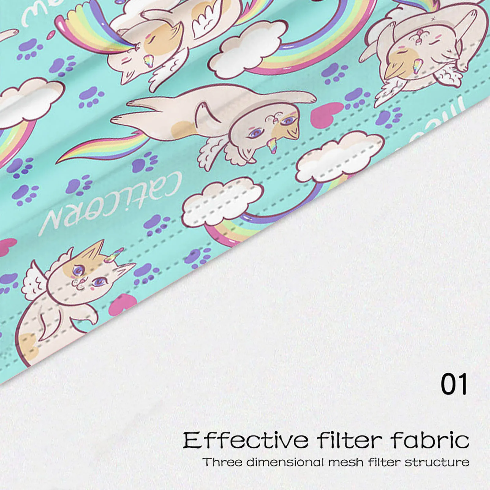 

Kid Disposable Masks For Face Cartoon Rainbow Print 50pcs Pm2.5 Anti-dust Breathable 3ply Mouth Masks Mouthmask No Decoration