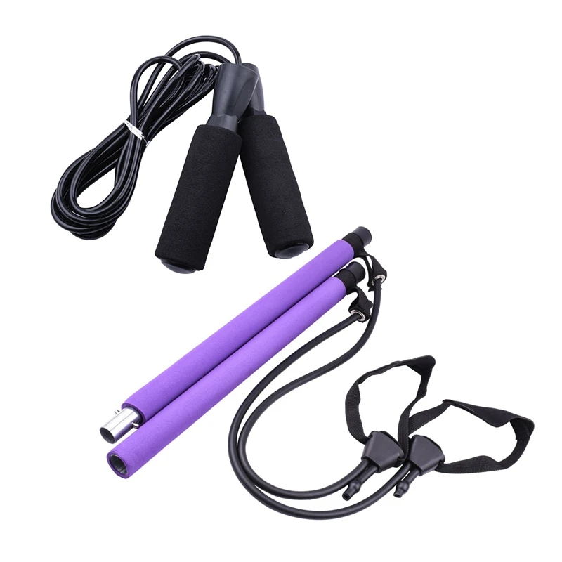

Pilates Bar Kit with Jumping Rope Yoga Pilates Exercise Stick Fitness Bar for Home Gym Workout