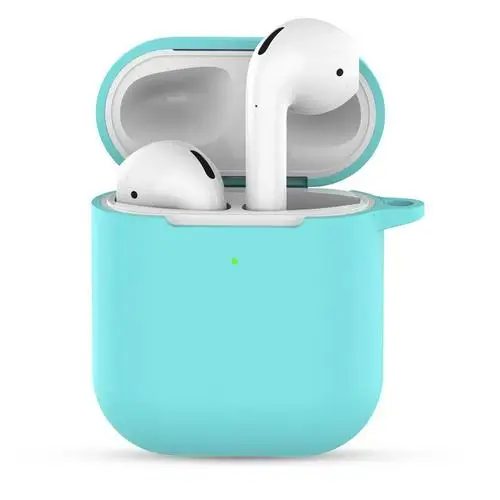 Для Airpods 2 TWS Портативный Силиконовый чехол для беспроводной bluetooth-гарнитуры защитный чехол анти-потеря наушники коробка аксессуары - Цвет: 02 green