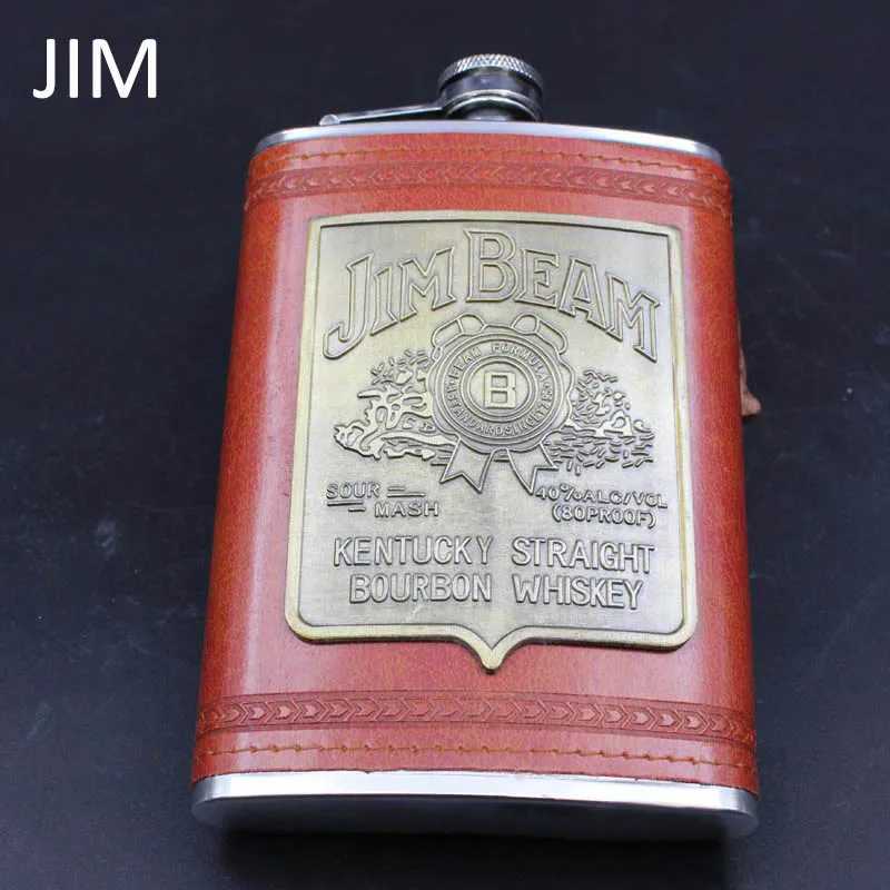 JIM 9 унций из искусственной кожи обертывание вина горшок Герметичность Портативный нержавеющая сталь фляжка Виски Ликер кувшин алкоголь аксессуары - Цвет: JIM