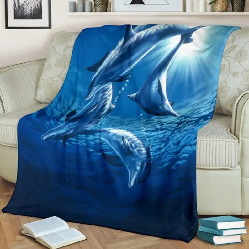 

Dolphin Blanket, Unique and Awesome Fleece Throw Blanket for Dolphin Lovers.