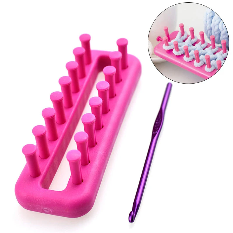 

Knitting Craft Tools Plastic Mini Hand Tools DIY Weave Scarf Hat Yarn Long Shape Knitter With Crochet Hook For Women