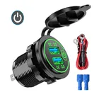 Автомобильная розетка QC3.0 с двумя USB-портами, Автомобильное устройство для быстрой зарядки, штепсельная вилка с сенсорным выключателем для автомобилей, мотоциклов, грузовиков, квадроциклов