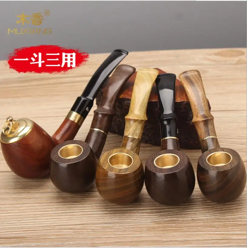 

high quality short stem bent Ebony Wood Mouthpiece Handmade Cigaret Bent Tobacco Pipe Smoking Pipes