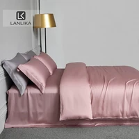 lanlika pink 100 silk bedding set beauty skin for you queen king quilt cover bed sheet fitted sheet pillowcase home bed sets