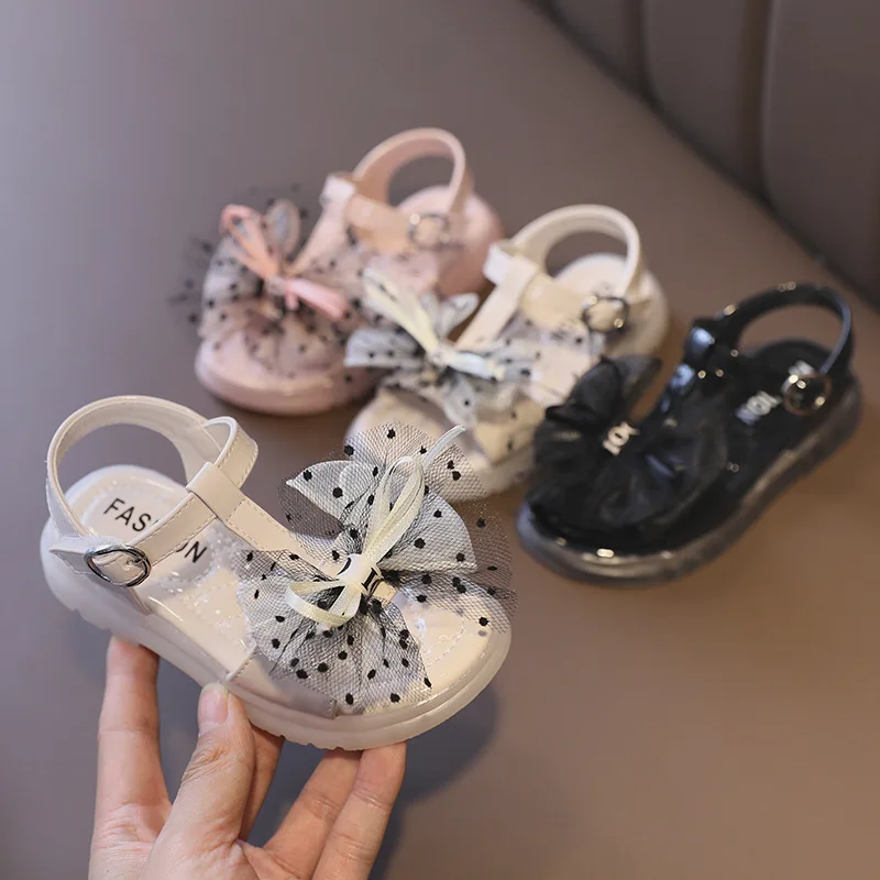 

Summer Baby Girls Sandals Lace Bowknot Princess Shoes Children Birthday Party Shoes Kids Beach Sandals Infant Toddler Shoes