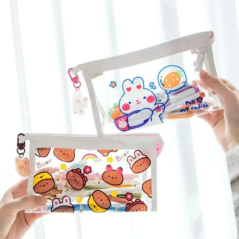 

Japanese Transparent Pencil Case Cute Nordic Minimalist Style High Capacity Stationery Pencil Bag Storage Bag Student Supplies