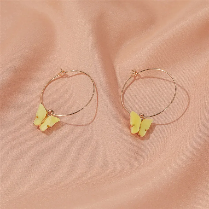 Женские Висячие серьги Modyle корейские с бабочками золотистого цвета акриловый |