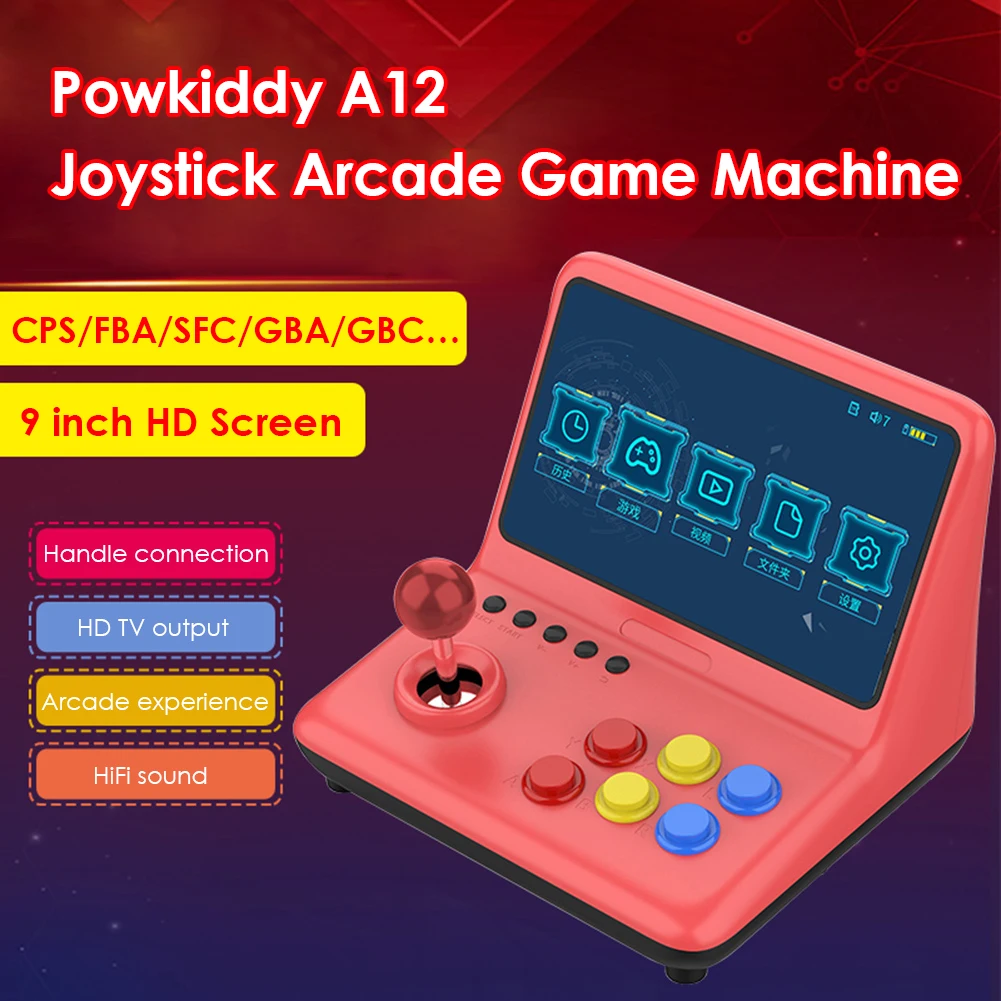 

Powkiddy A12 Joystick Console Games 9 inch 32GB Video Stick Gaming Player Arcade Supports High-Definition Output HDMI-out