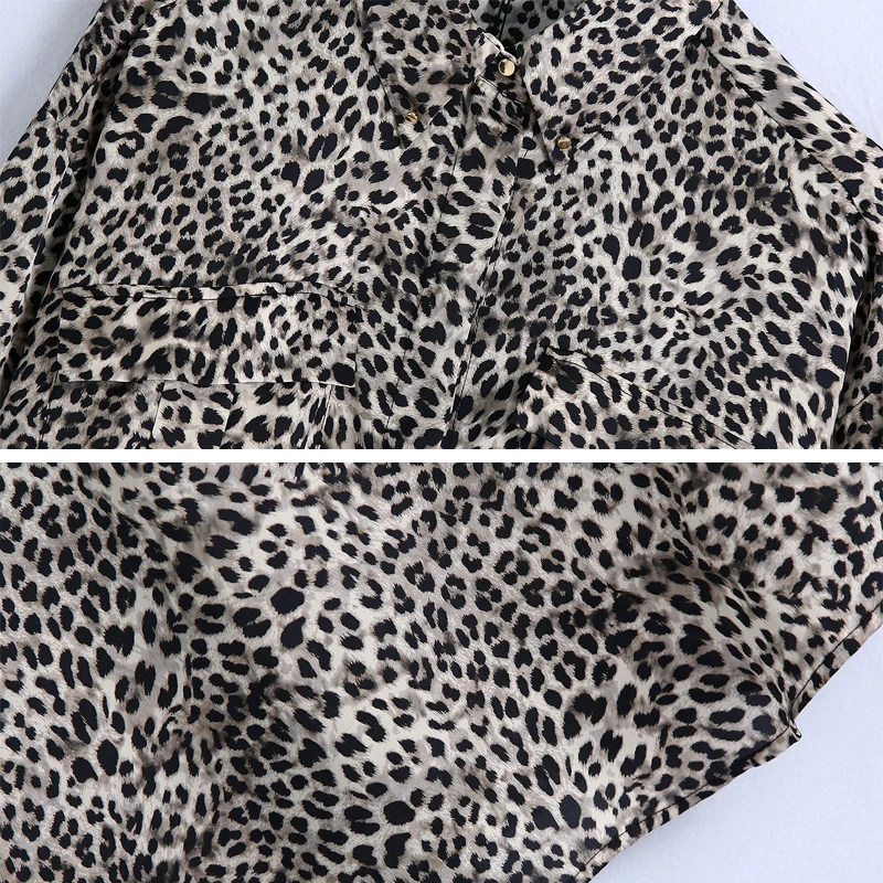 

New Women Fashion Leopard Printing Blouse Office Ladies Smock Blouse Long Sleeve Shirts Chic Tops Loose 2021 Spring YNZZU YT951