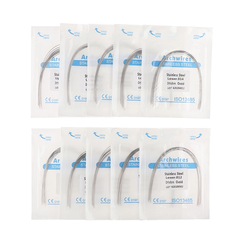 

10pcs/Packs Orthodontic Dental Super Elastic Oval Form Niti Round Arch Wires 12-20 U/L 10 Types