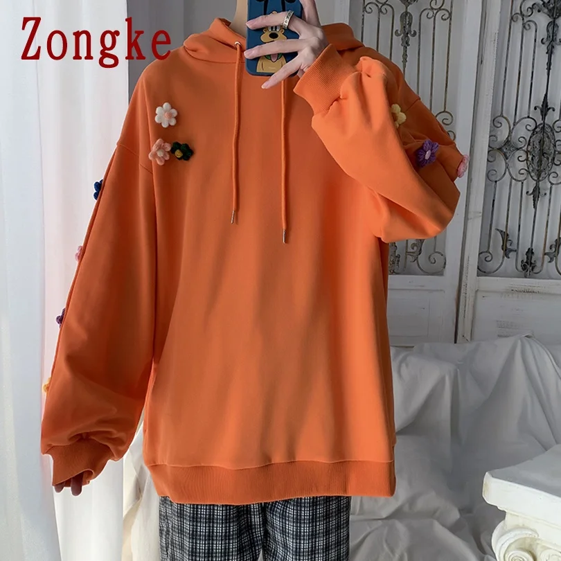 

Zongke Floral Hoodie Men Clothing Harajuku Japanese Streetwear Men Sweetshirts Pullover Tops 3XL 2021 New Arrivals