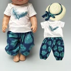 Набор летних Гавайских пляжных штанов и шляпы для куклы 18 дюймов