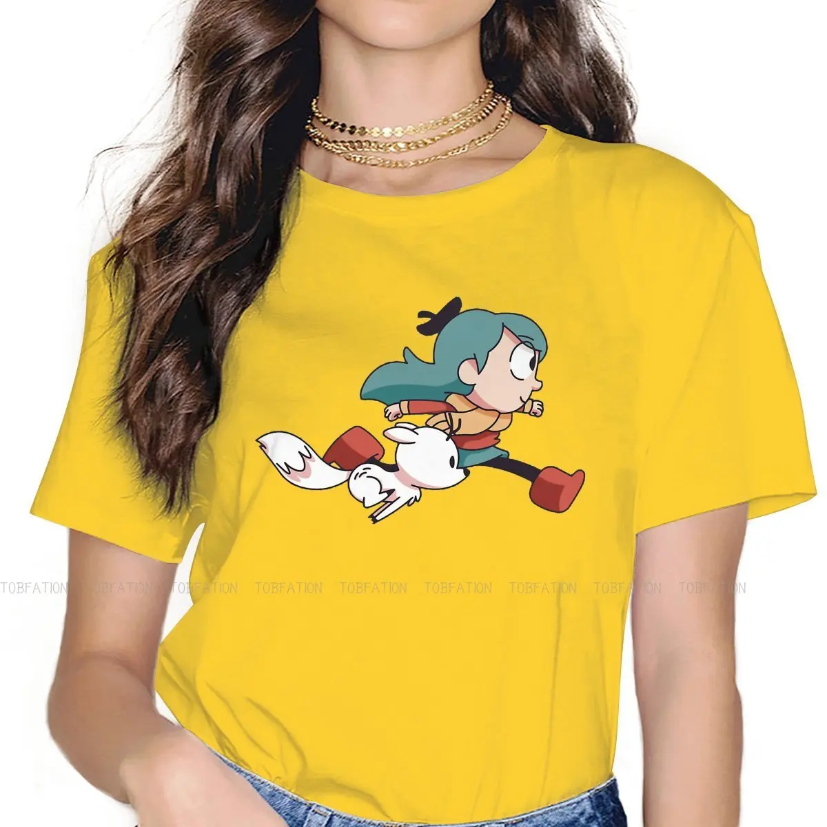 

Hilda Animation Fantasy Adventure TShirt for Woman Girl 4XL Twig Active Basic Leisure Tee T Shirt Novelty Loose